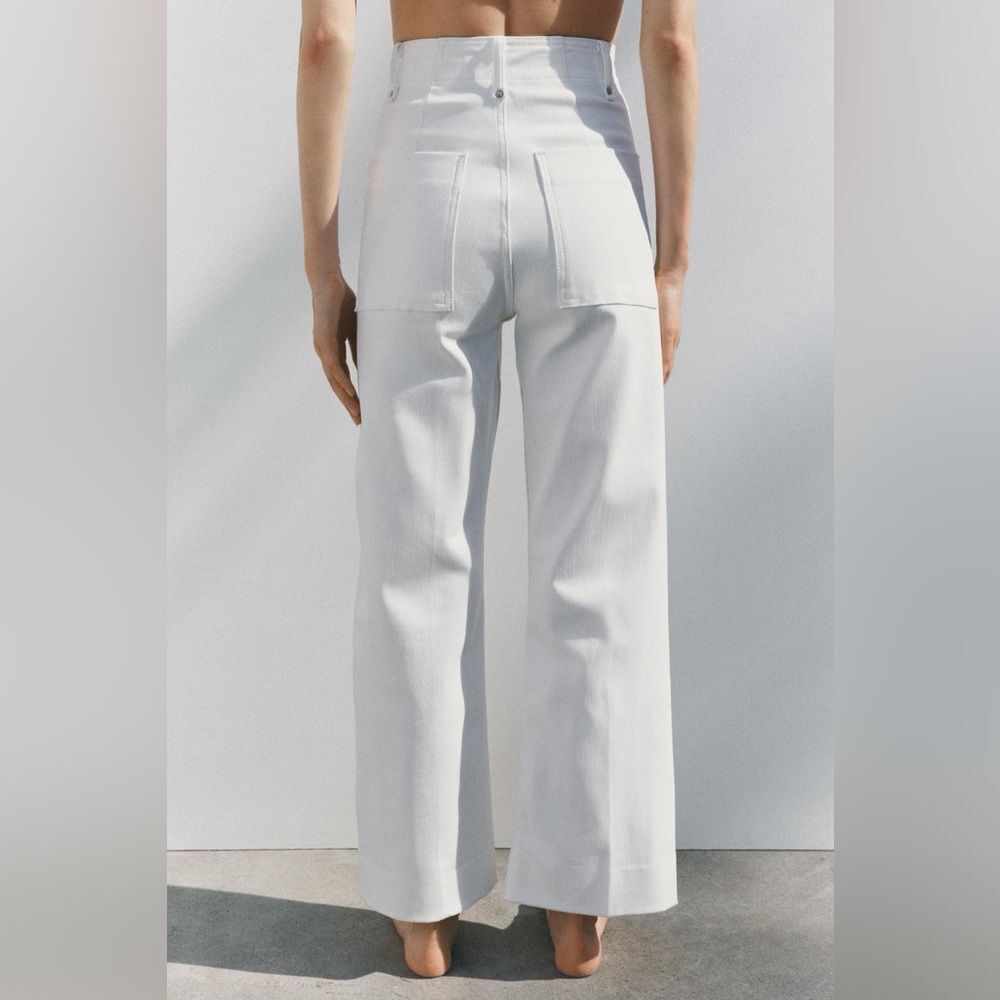NWT Zara Wide Leg Tailored White Denim Jeans Size EU 40 US 8 - Picture 5 of 13
